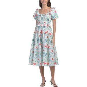 US TOGETHER Fruit Printed Puff Sleeve Maxi Dress